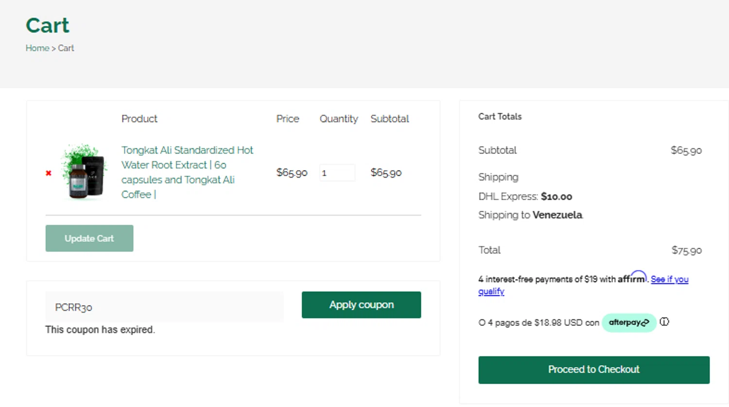 Akarali coupon code screenshot showing code PCRR30 applied at Akarali checkout page. Uploaded by SimplyCodes community member MagnificentCollector7829 on Mar 3, 2025