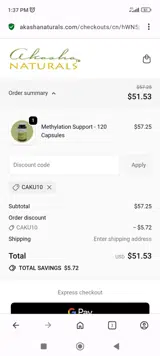 CAKU10 coupon verification screenshot