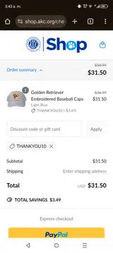 THANKYOU10 coupon verification screenshot