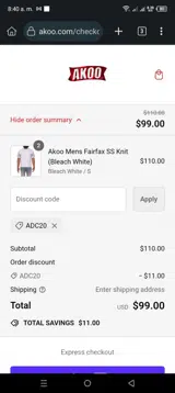 ADC20 coupon verification screenshot