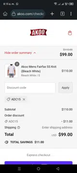 ADC15 coupon verification screenshot