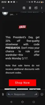 PRESDAY20 coupon verification screenshot