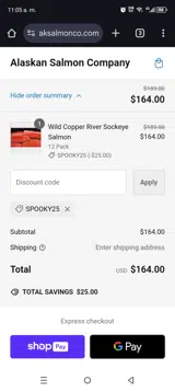 Spooky25 coupon verification screenshot