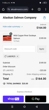 Labor25 coupon verification screenshot