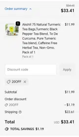20off coupon verification screenshot