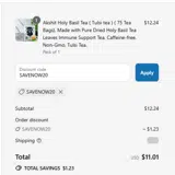 SAVENOW20 coupon verification screenshot