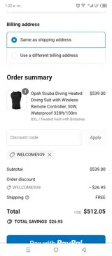 WELCOME939 coupon verification screenshot