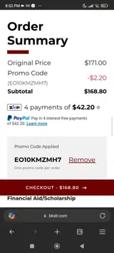 Alabama A&M University Bookstore coupon verification screenshot