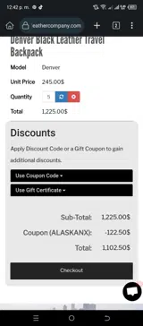 ALASKANX coupon verification screenshot