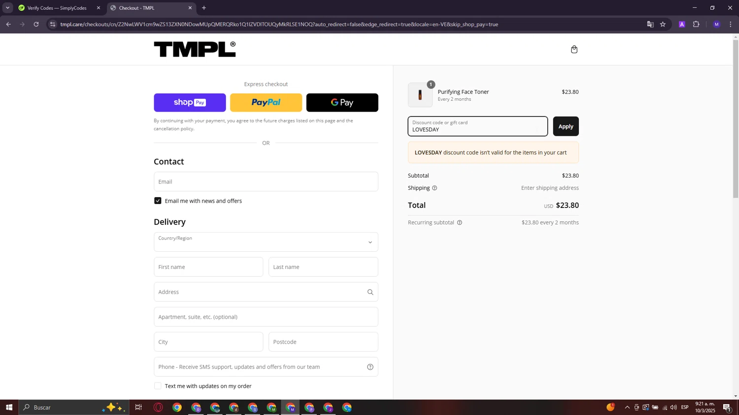 ALBION GARDEN discount code screenshot showing code THANKYOU2024 applied at ALBION GARDEN checkout page. Uploaded by SimplyCodes community member VictoriousTracker939 on Mar 22, 2025