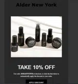 Alder New York coupon verification screenshot