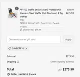 SAVEOFF10 coupon verification screenshot