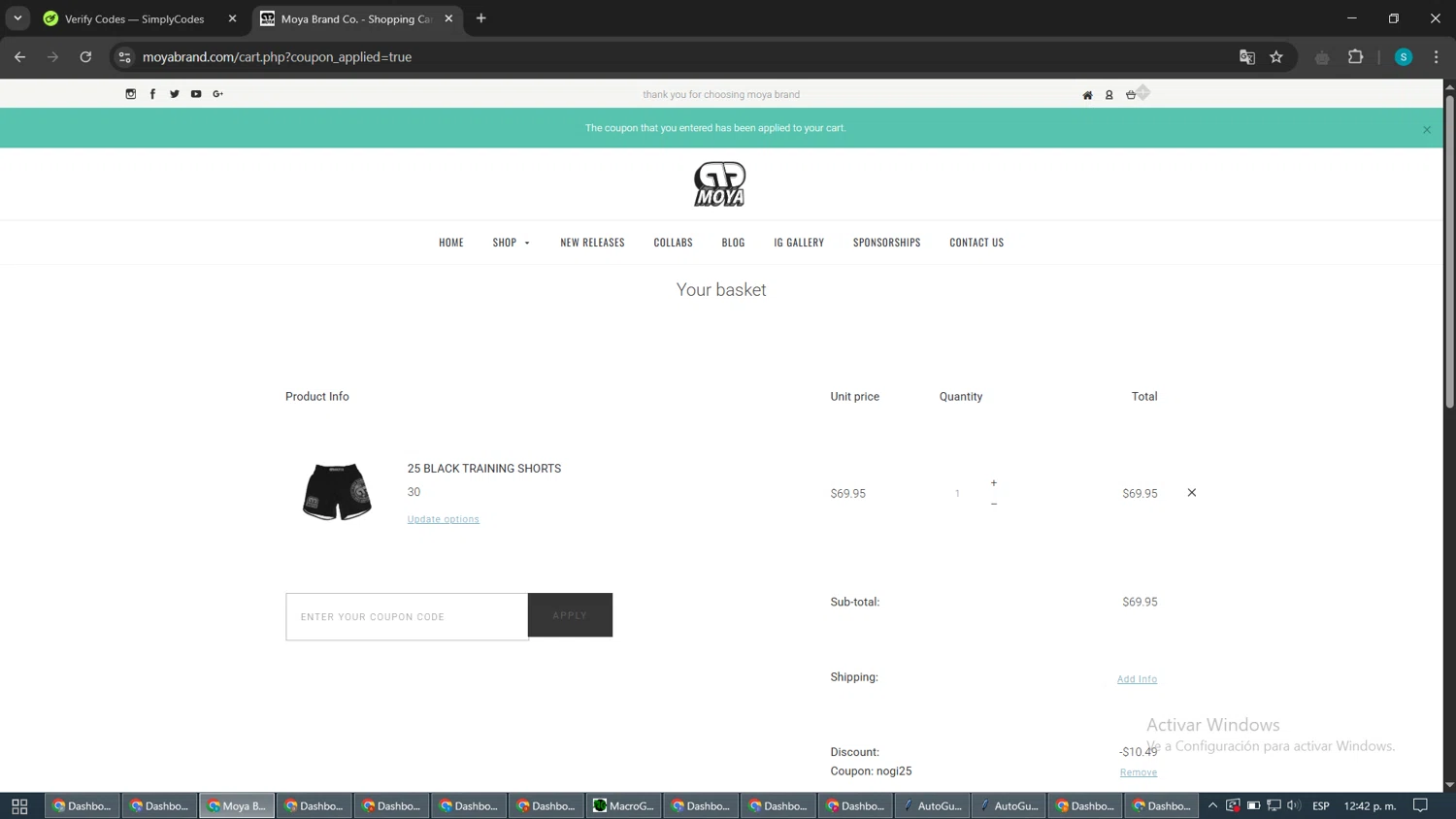 AL DUCA D'AOSTA promo code screenshot showing code WDAY15 applied at AL DUCA D'AOSTA checkout page. Uploaded by SimplyCodes community member PromoGenius8436 on Apr 4, 2025