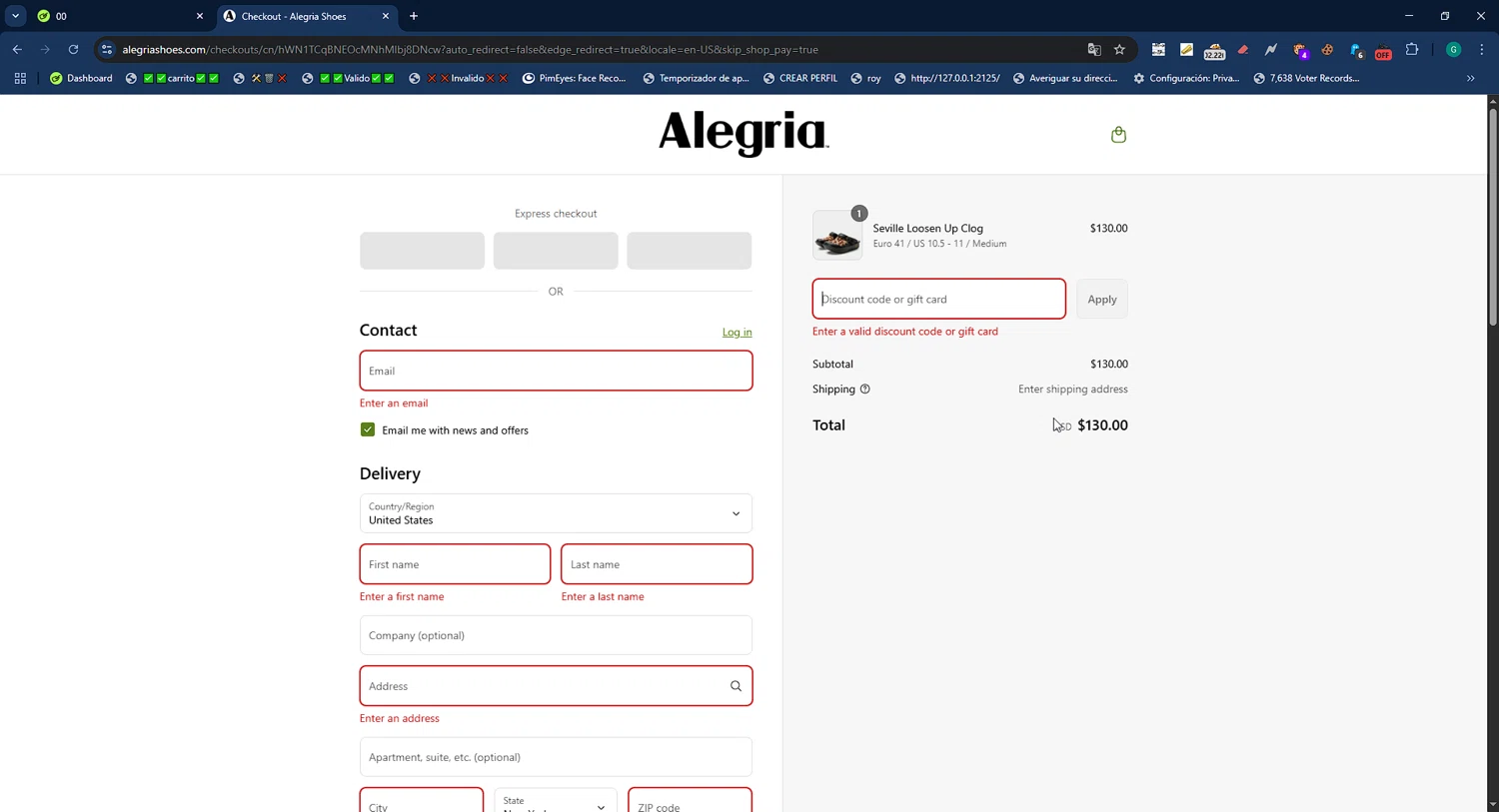Alegria discount code screenshot showing code TAKE10 applied at Alegria checkout page. Uploaded by SimplyCodes community member WiseMaestro7997 on Aug 6, 2025