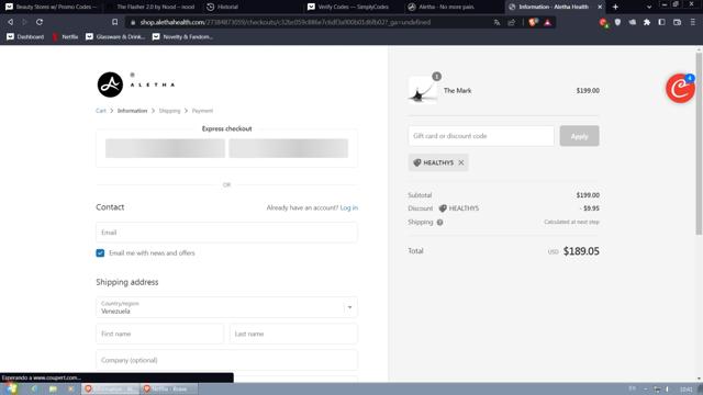 Aletha Health checkout page showing Aletha Health discount code box | Screenshot taken by SimplyCodes community member on Jun 16, 2023