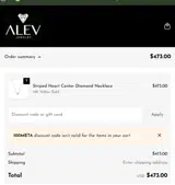 Alev Jewelry coupon verification screenshot