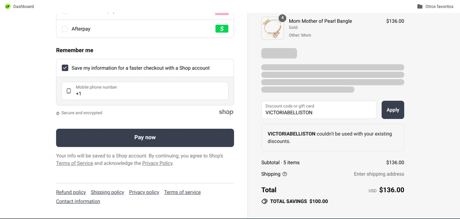 Alex and Ani discount code screenshot showing code VICTORIABELLISTON applied at Alex and Ani checkout page. Uploaded by SimplyCodes community member Speedy on Jul 18, 2025