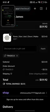 Trade15 coupon verification screenshot