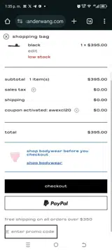 AWEXCL20 coupon verification screenshot
