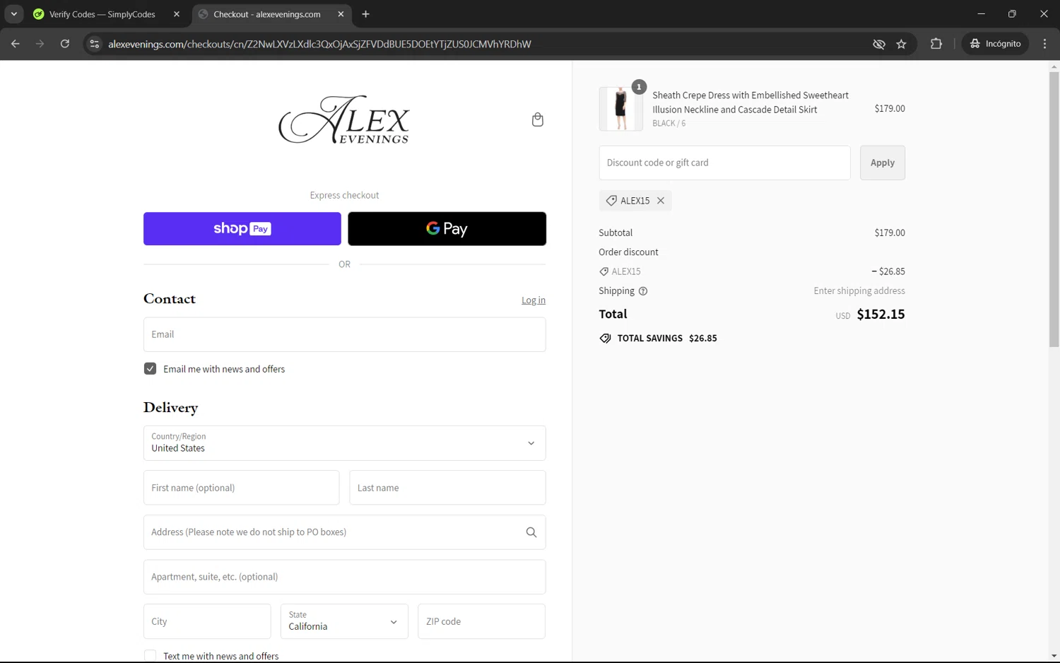 how to use Alex Evenings coupons