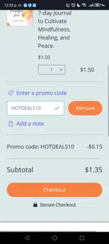 HOTDEALS10 coupon verification screenshot