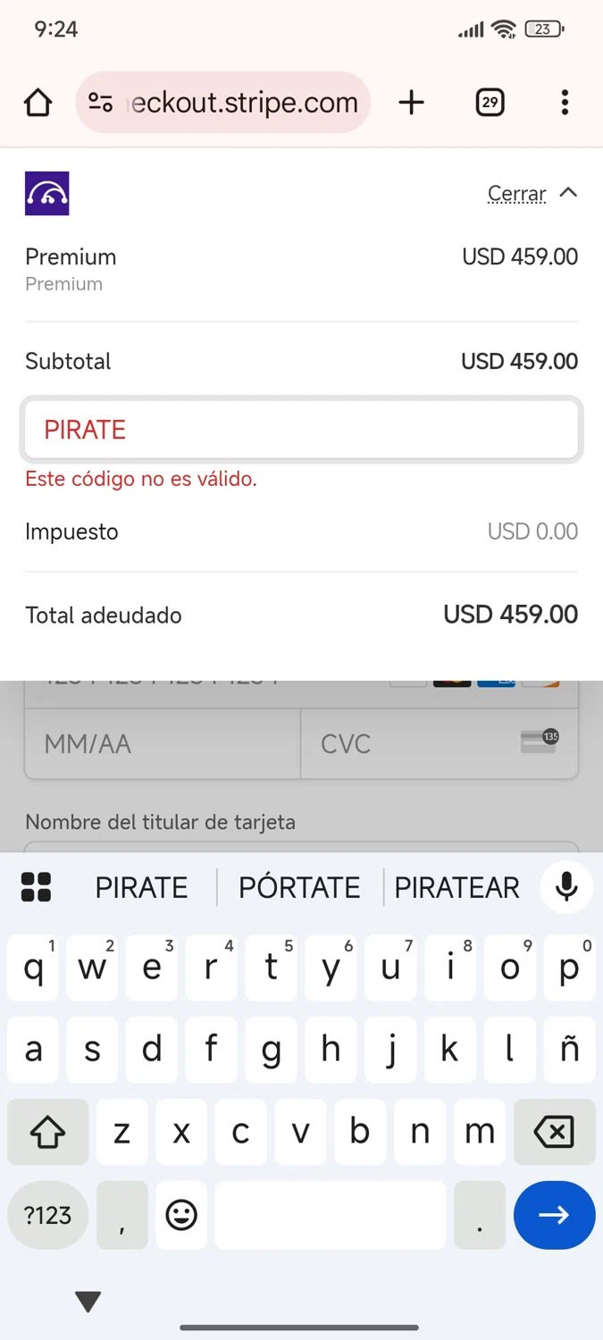 Algo Monster promo code screenshot showing code PIRATE applied at Algo Monster checkout page. Uploaded by SimplyCodes community member luisaballera on Jun 25, 2025
