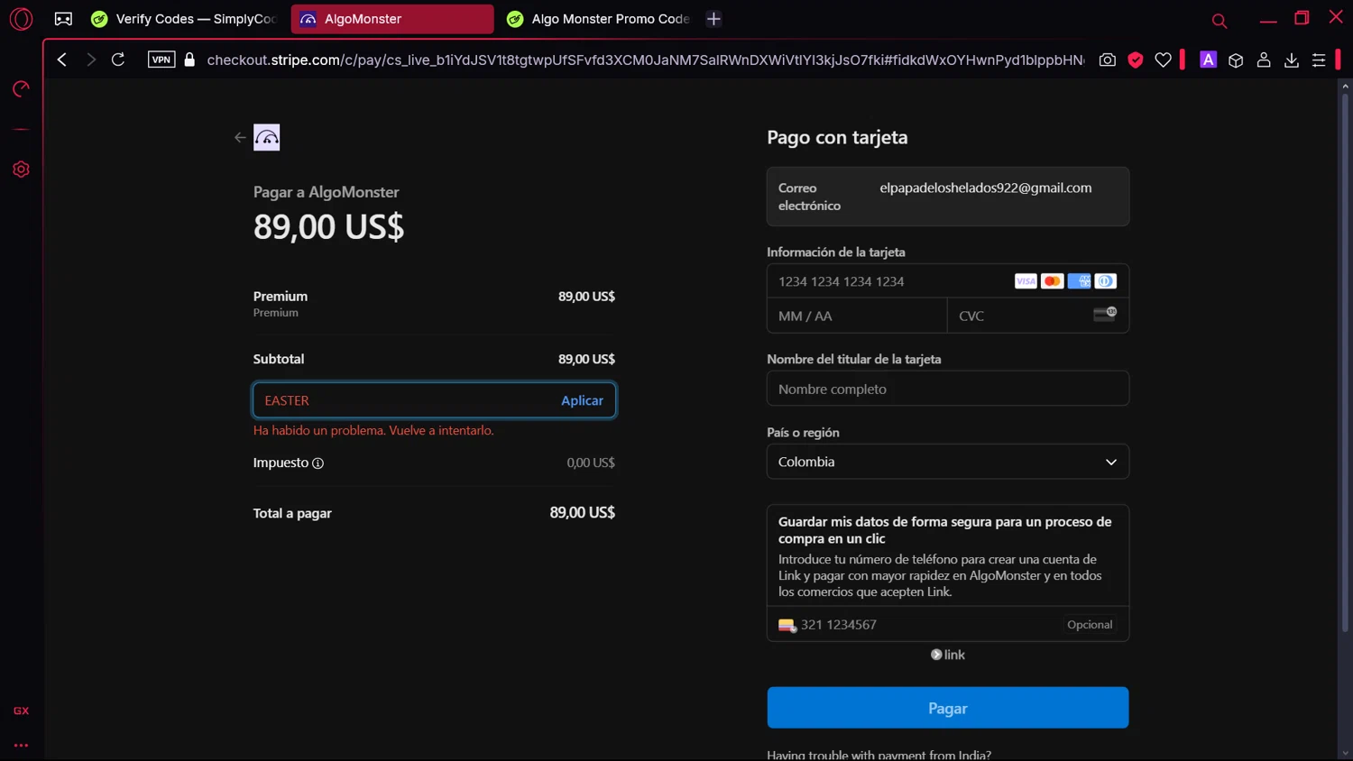 Algo Monster checkout page showing Algo Monster promo code box | Screenshot taken by SimplyCodes community member on Feb 8, 2025