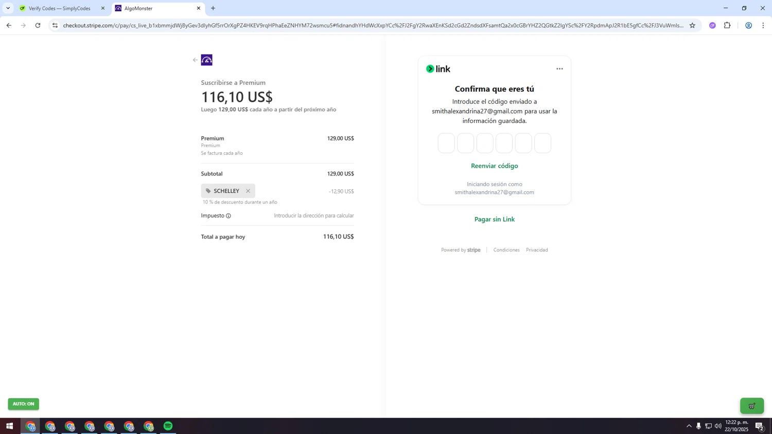Algo Monster promo code screenshot showing code SCHELLEY applied at Algo Monster checkout page. Uploaded by SimplyCodes community member INSECTOS on Oct 22, 2025