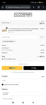 ALGORITHMBAGS coupon verification screenshot