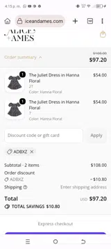Alice + Ames coupon verification screenshot