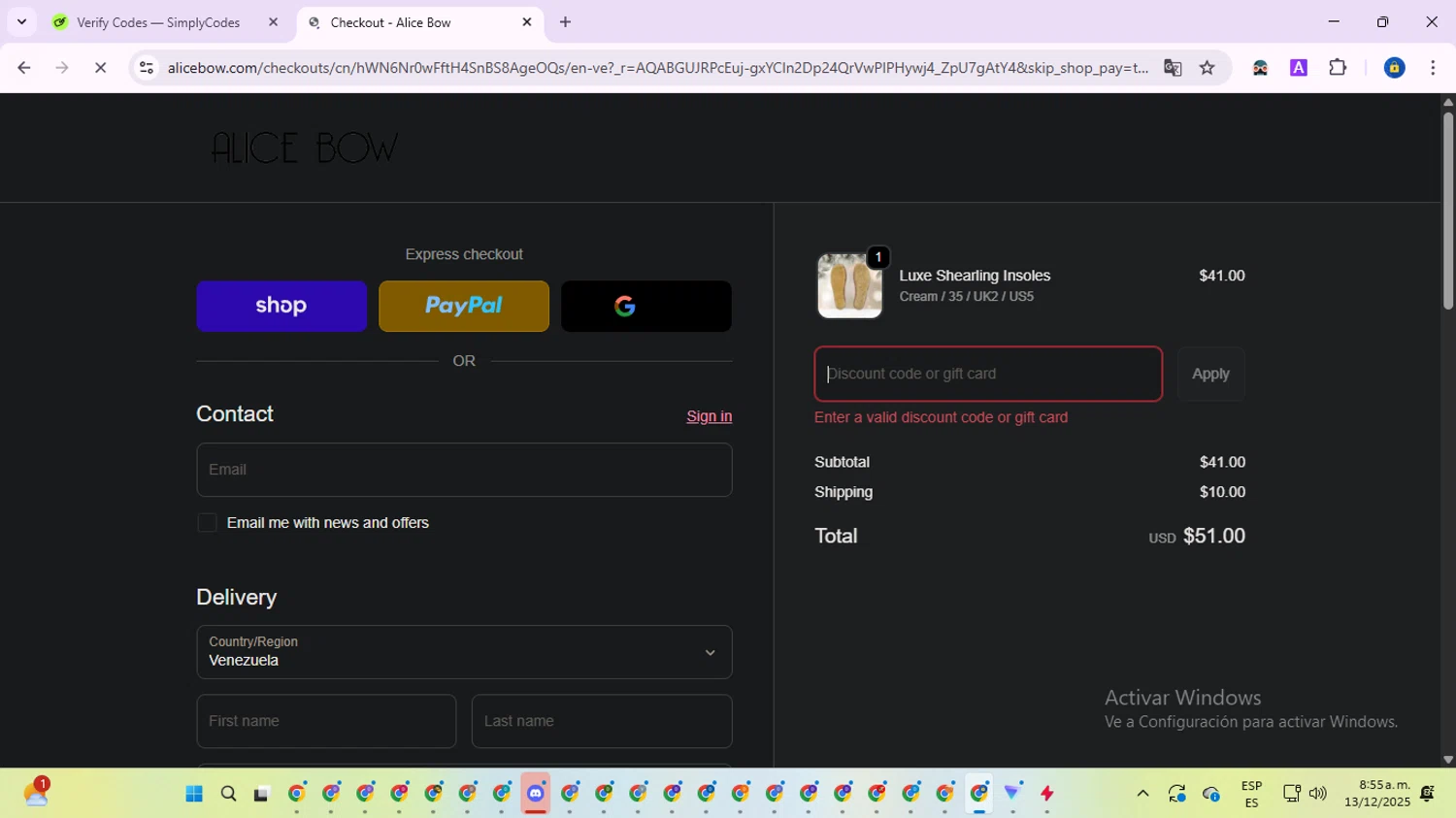Alice Bow promo code screenshot showing code BF30 applied at Alice Bow checkout page. Uploaded by SimplyCodes community member SwiftWarden6832 on Dec 13, 2025