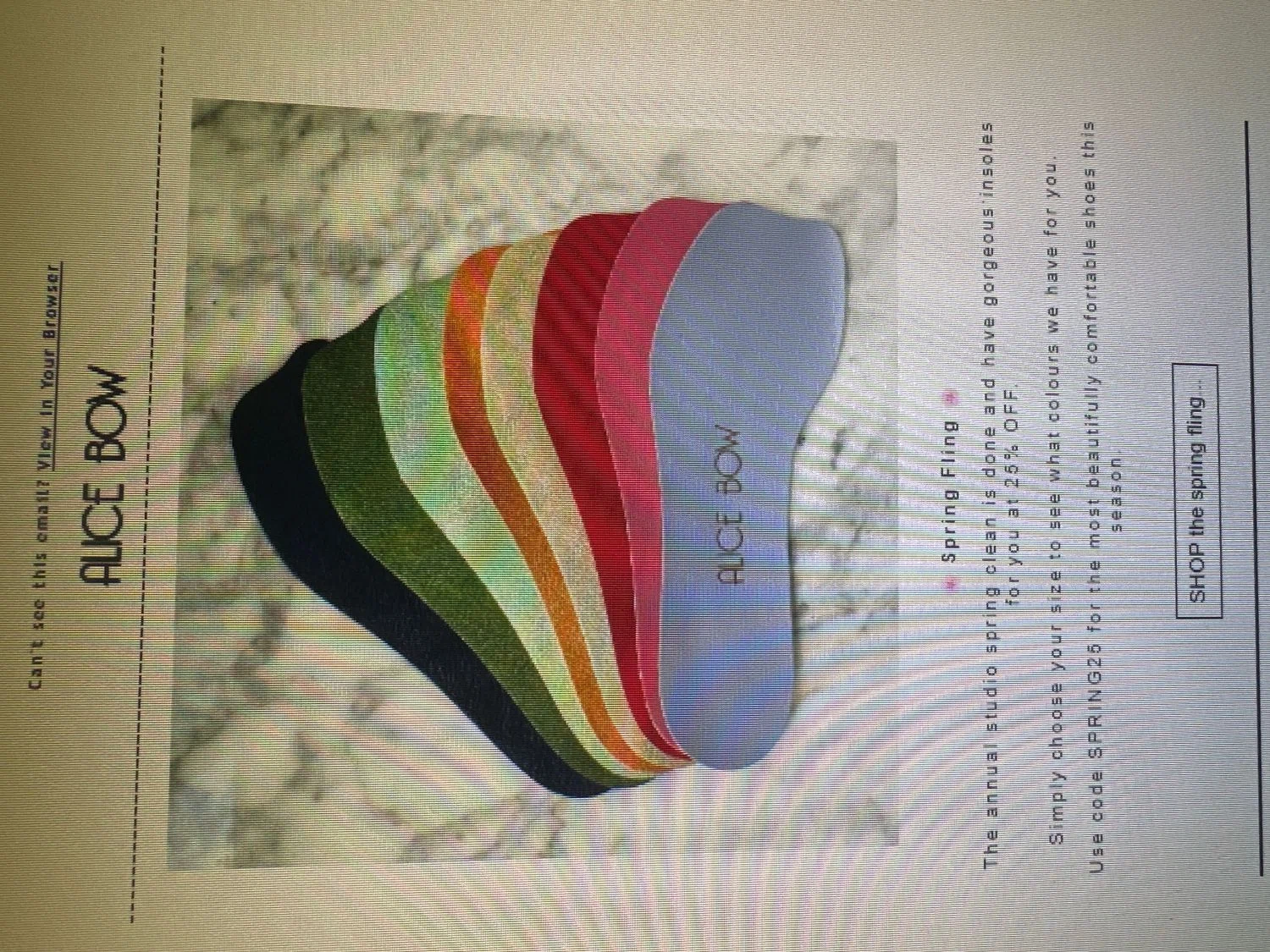 Alice Bow promo code screenshot showing code Spring25 applied at Alice Bow checkout page. Uploaded by SimplyCodes community member NPGF10 on Apr 24, 2025