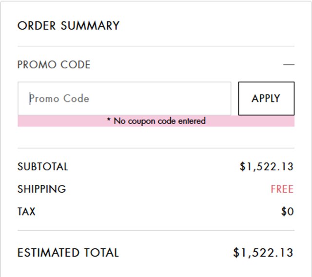 Alice + Olivia checkout page showing Alice + Olivia promo code box | Screenshot taken by SimplyCodes community member on Oct 12, 2024