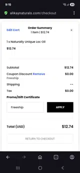 Freeship coupon verification screenshot