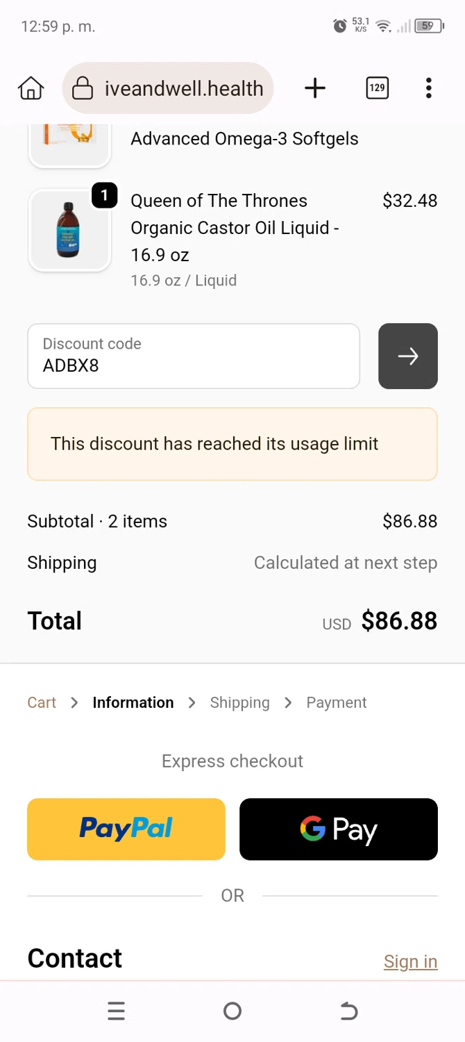Alive and Well Shop promo code screenshot showing code ADBX8 applied at Alive and Well Shop checkout page. Uploaded by SimplyCodes community member BonusChaser4306 on Sep 20, 2025