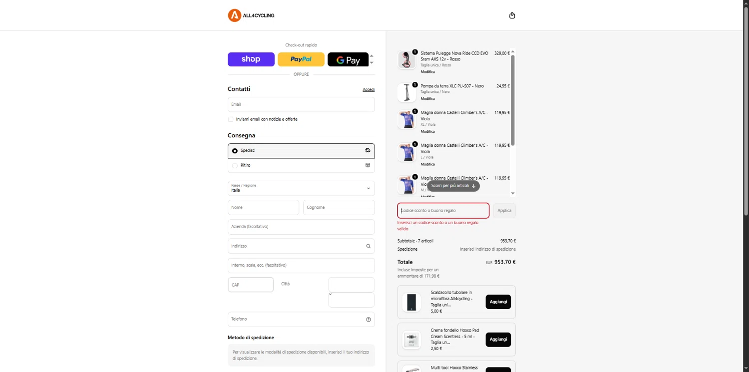 All4cycling discount code screenshot showing code PWS25 applied at All4cycling checkout page. Uploaded by SimplyCodes community member TreasureScholar8716 on Feb 11, 2026