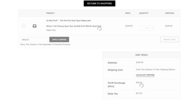 All Ball Pro checkout page showing All Ball Pro discount code box | Screenshot taken by SimplyCodes community member on May 23, 2025