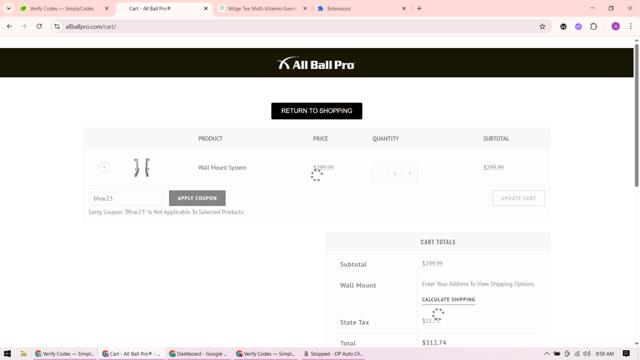 All Ball Pro checkout page showing All Ball Pro discount code box | Screenshot taken by SimplyCodes community member on Sep 12, 2025