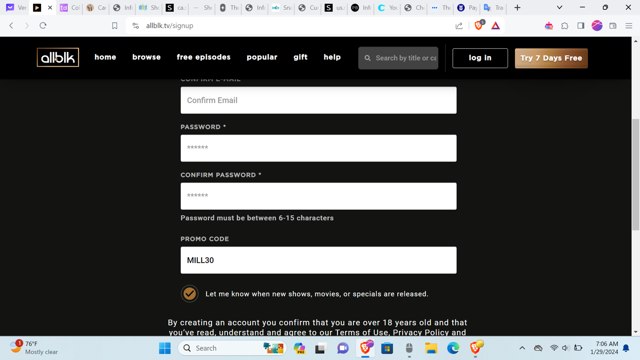 ALLBLK checkout page showing ALLBLK promo code box | Screenshot taken by SimplyCodes community member on Jan 29, 2024