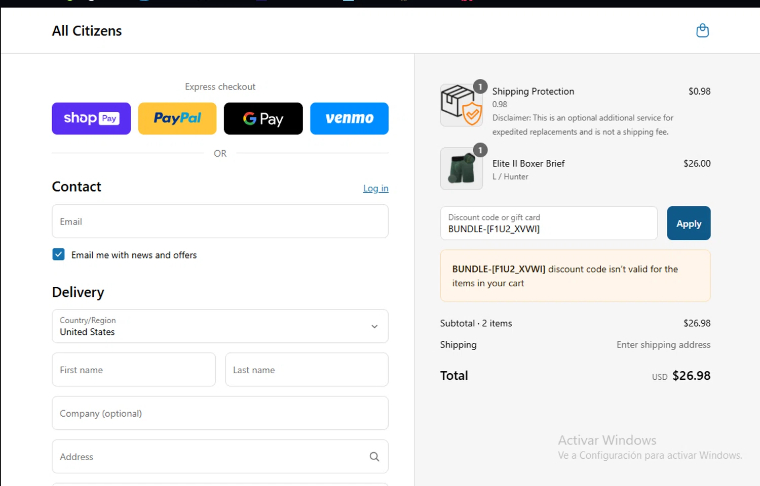 All Citizens discount code screenshot showing code BUNDLE-[F1U2_XVWI] applied at All Citizens checkout page. Uploaded by SimplyCodes community member Lestara_23 on Jul 21, 2025