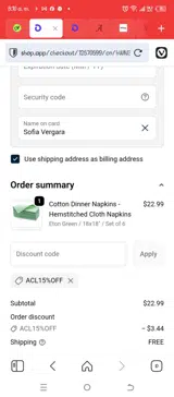 All Cotton and Linen coupon verification screenshot