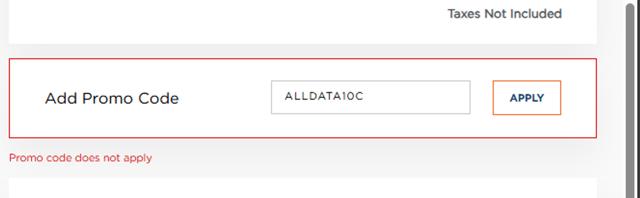 All Data checkout page showing All Data promo code box | Screenshot taken by SimplyCodes community member on Sep 12, 2025