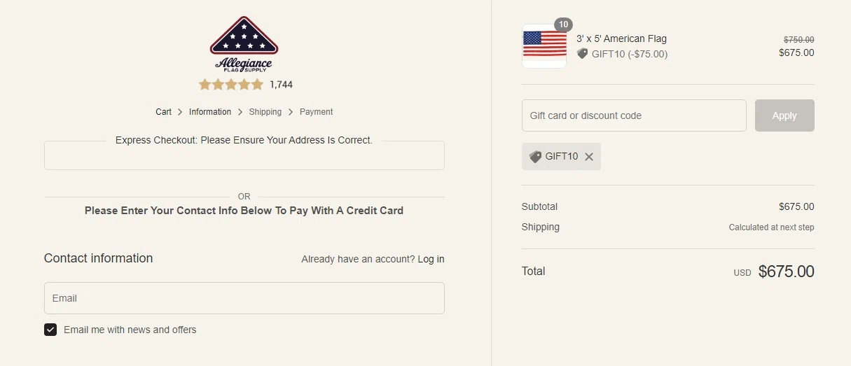 Allegiance flag supply discount codes 20 off jan 2025