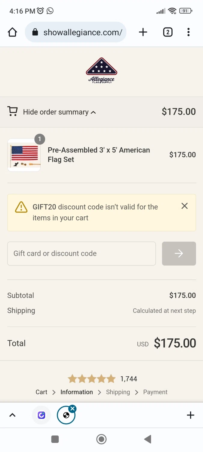Allegiance flag supply discount codes 20 off jan 2025