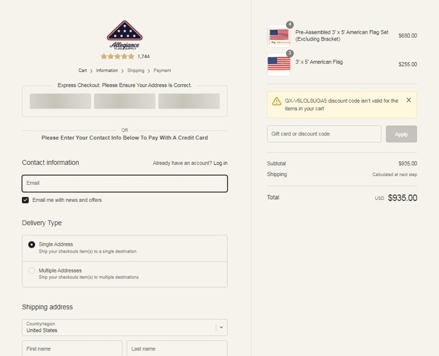 Allegiance flag supply promo codes 25 off jun 2025