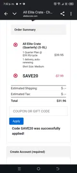 All Elite Wrestling coupon verification screenshot