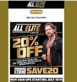 All Elite Wrestling coupon verification screenshot