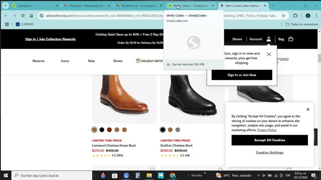 Allen Edmonds checkout page showing Allen Edmonds promo code box | Screenshot taken by SimplyCodes community member on Dec 14, 2024