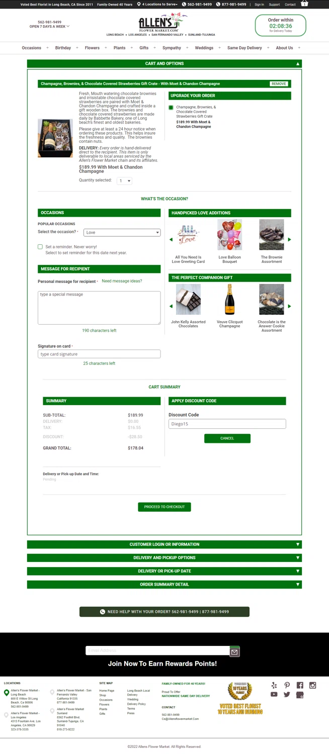 Allen's Flower Market checkout page showing Allen's Flower Market promo code box | Screenshot taken by SimplyCodes community member on Oct 3, 2024