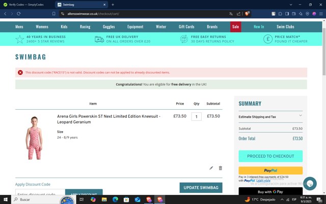 Allens of Kingsbury checkout page showing Allens of Kingsbury discount code box | Screenshot taken by SimplyCodes community member on Mar 9, 2025